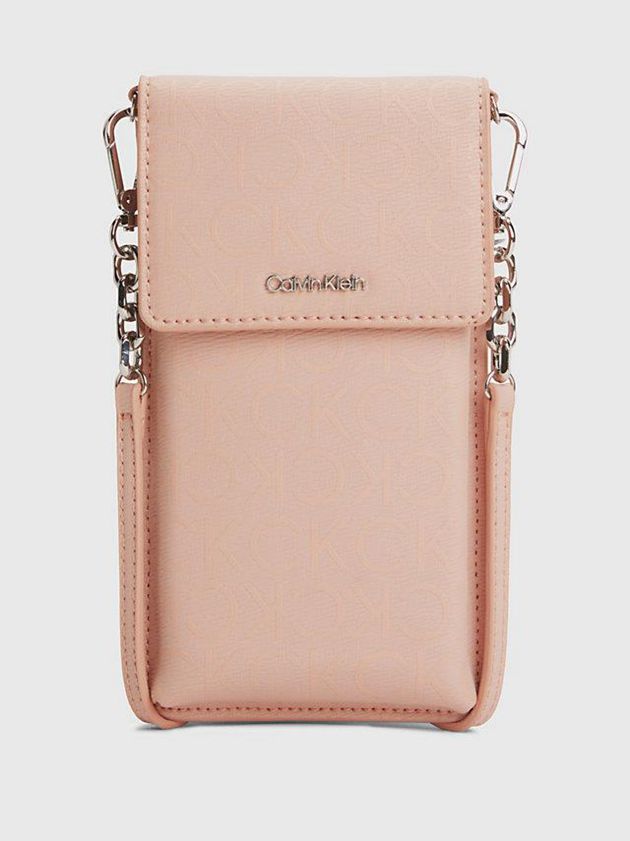 Calvin Klein USA Recycled Crossbody Phone Pouch Womens Bag Pink 5726894-CA